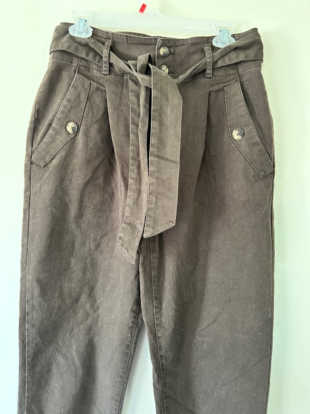 🍁Loft Paper Bag Tie Waist Chocolate Brown Pants